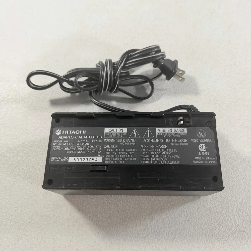 Hitachi A-CH20AH Camcorder Battery Charger Power Supply Adaptor TESTED WORKING